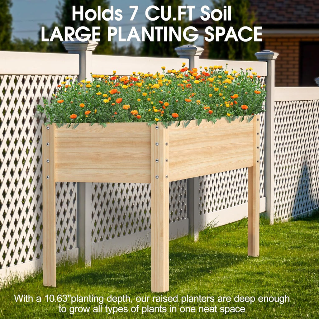 Wooden Potting Bench Table with Raised Garden Bed H49914