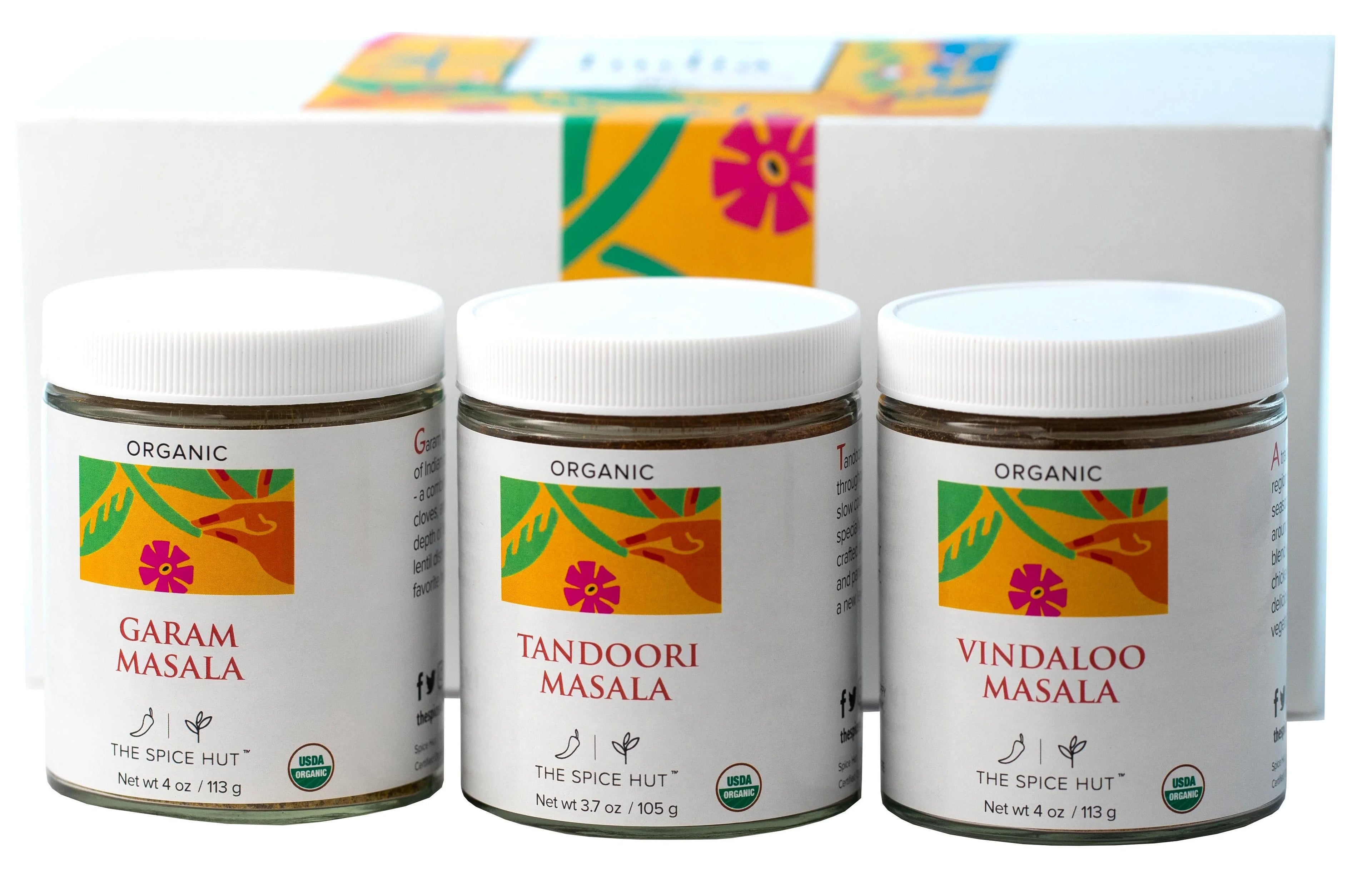 3 Flavors Organic Indian Masala Spice Seasoning Gift Set 4oz Glass Jar O74861