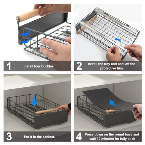 7.8" H Pull Out Cabinet Organizer with Wooden Handle C4079