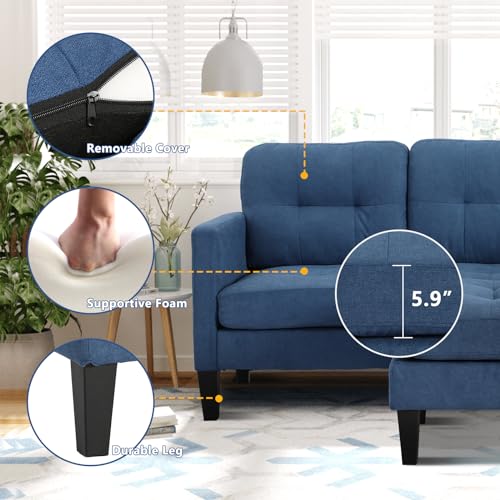 Black Convertible L Shaped Sectional Sofa with Reversible Chaise M210