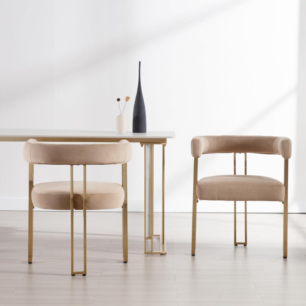 Set of 6 Velvet Khaki Dining Chairs M379133