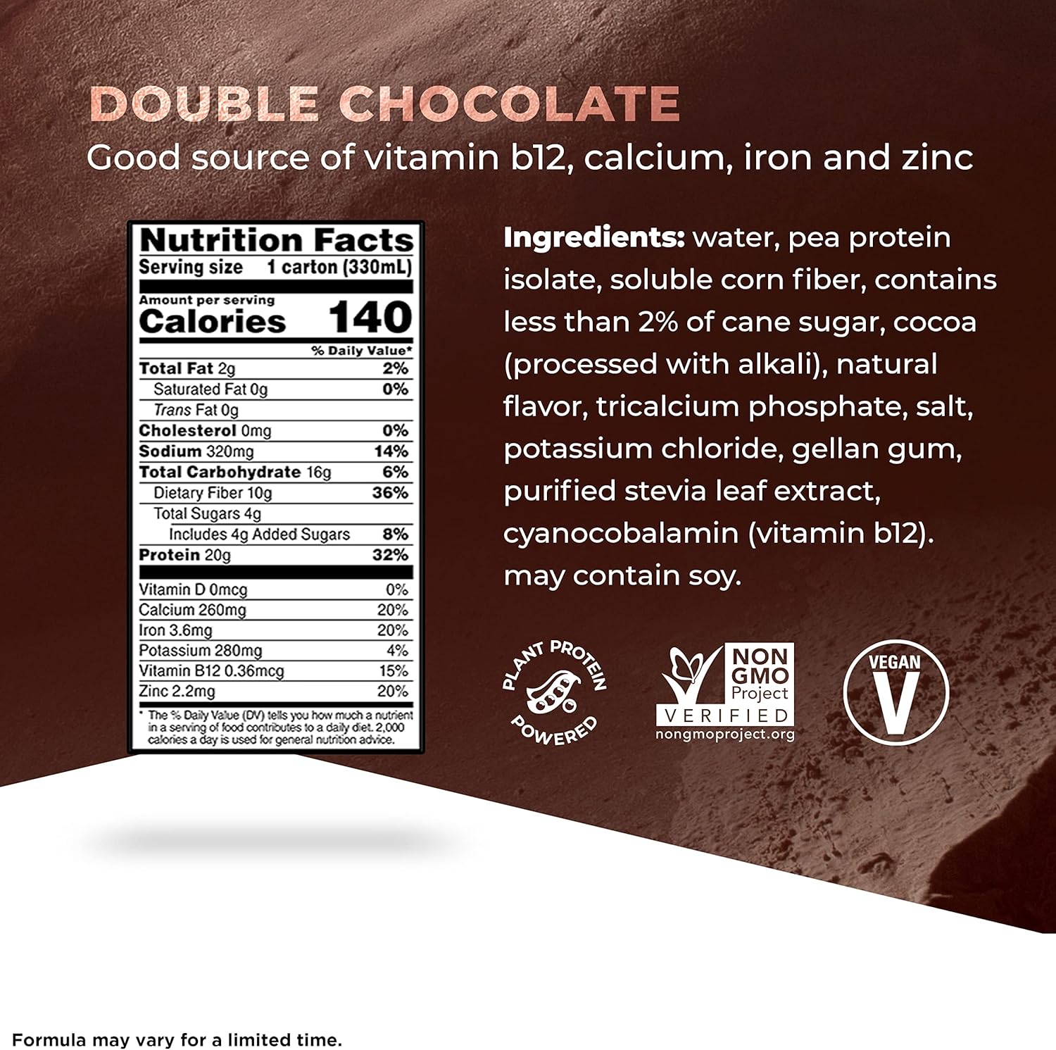 11oz 4 Pack Plant Based Protein Shake Double Chocolate G7944