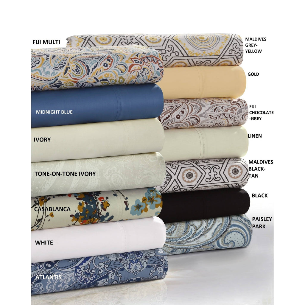 300 Thread Count Cotton Sateen Deep Pocket Bed Sheet Set - Twin Z50184