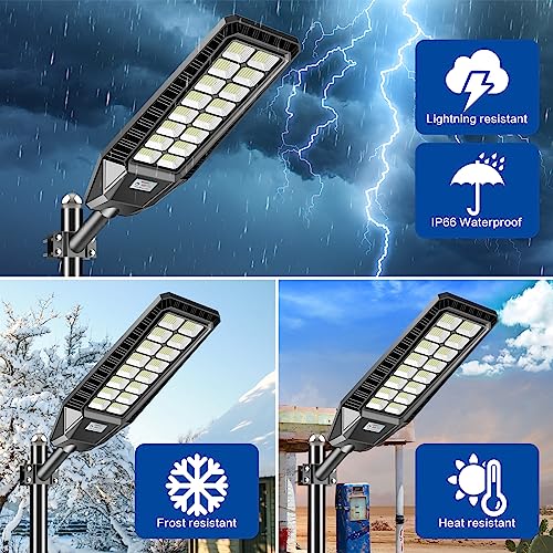 2 Pack 3200W Solar Street Lights with Motion Sensor IP66 6500K R47954