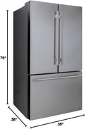 36 inch 26.6 cu. ft. Stainless Steel French Door Refrigerator Freezer H25507