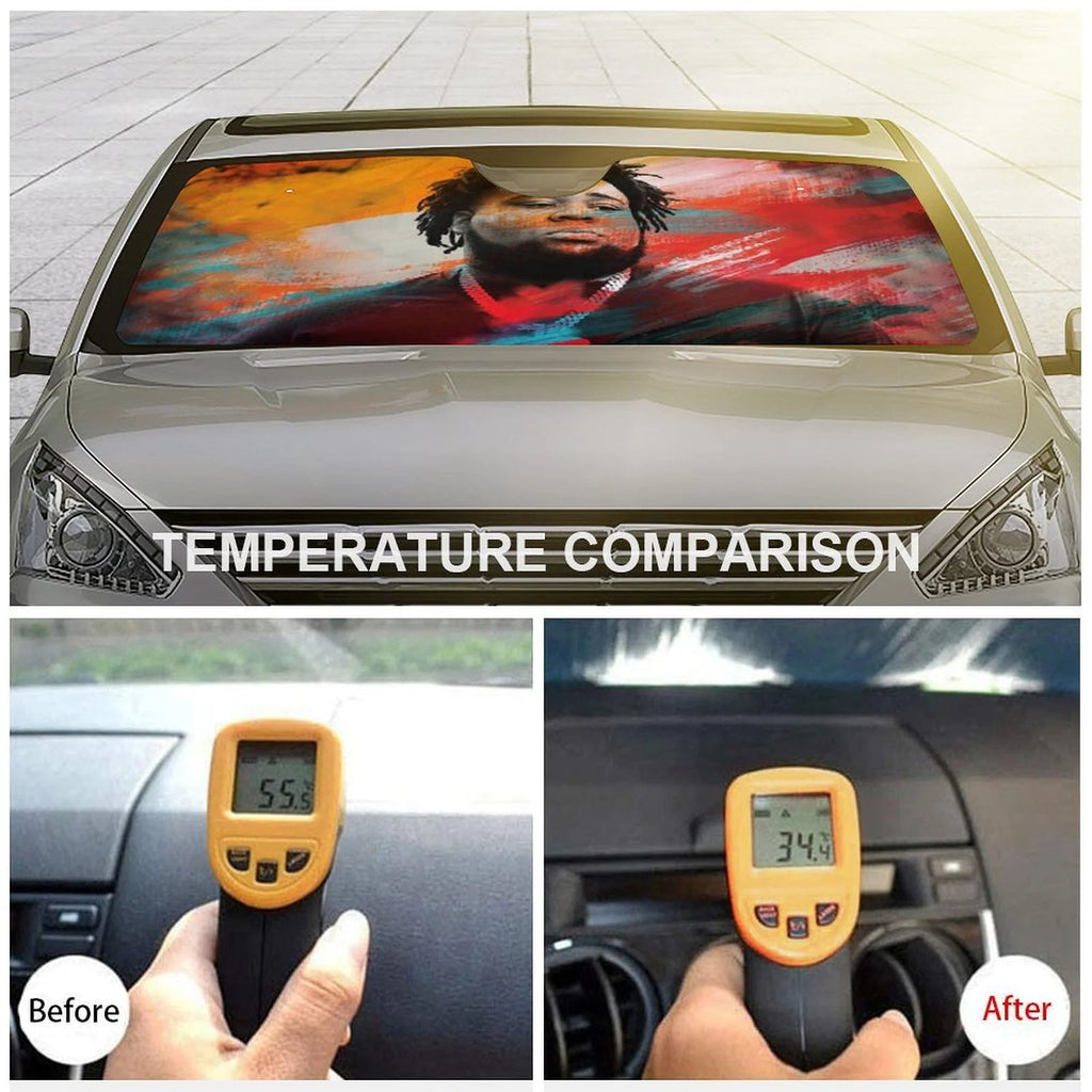 Rod Wave Car Windshield Sunshade Accessories Umbrella Foldable Reflective Sun Visor Front Window Cover Protector C40773