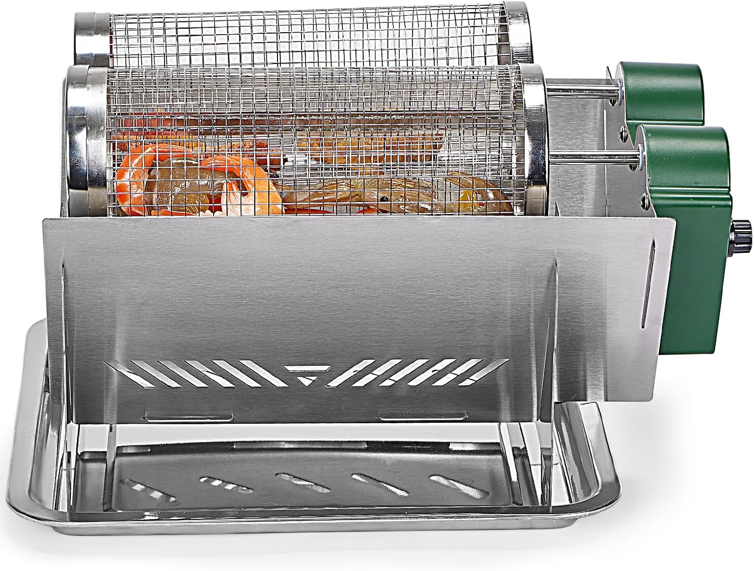Charcoal Grill Rotisserie Kit with 3 Stainless Steel Rotating Baskets S5378