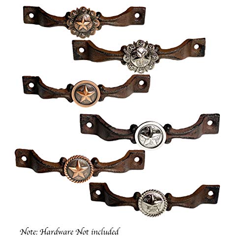 Cast Iron Kitchen Cabinet Handles and Drawer Pulls Antique Country Home Rustic Decor Farmhouse Cabinet Handle Texas Western Star Cabinet Knobs (2, Braided Bronze Star) B31887