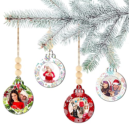 24 Pcs Christmas Photo Ornament Wooden Picture Frames C507