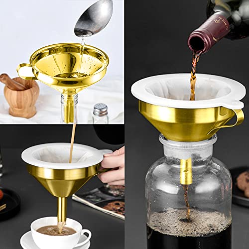 5-Inch 304 Stainless Steel Funnel with Fine Mesh Strainer X36341