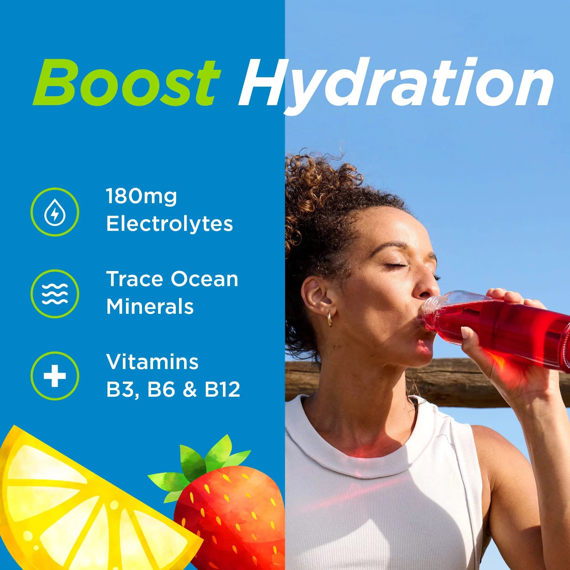 Strawberry Lemon Electrolyte Water Enhancer, 5 Bottles A831924