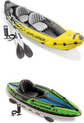 2-Person Inflatable Kayak with Aluminum Oars and Pump and 1-Person Inflatable Kayak with Oar, Hand Pump and Skeg B429