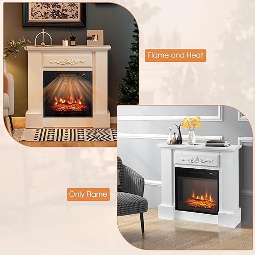 32 Inch Electric Fireplace with Mantel, Remote Control, Brown G19388