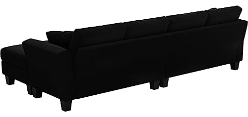 Black Velvet L Shaped Sectional Sofa with Chaise Y9881