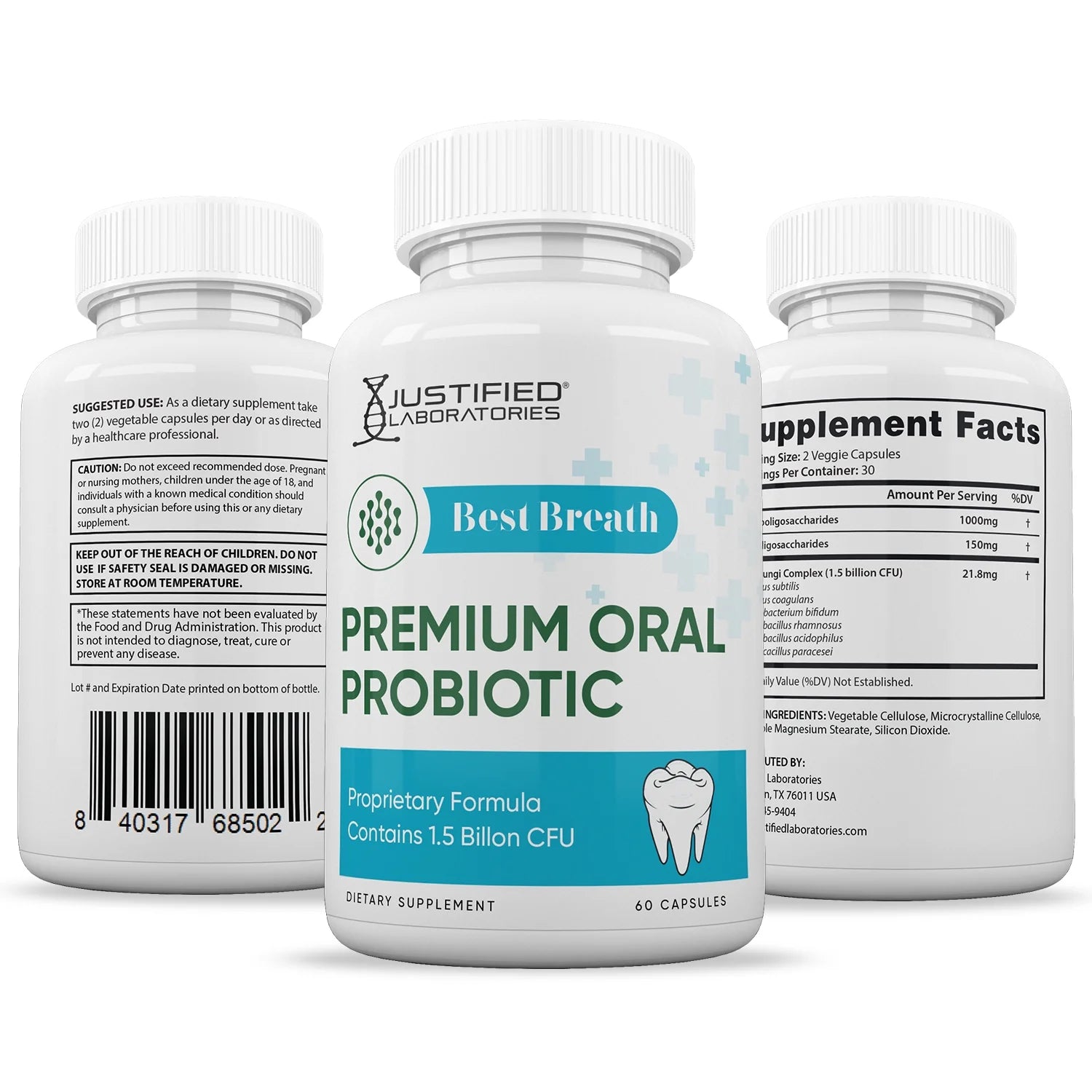 1.5 Billion CFU Probiotic Oral Support 60 Capsules Q97806