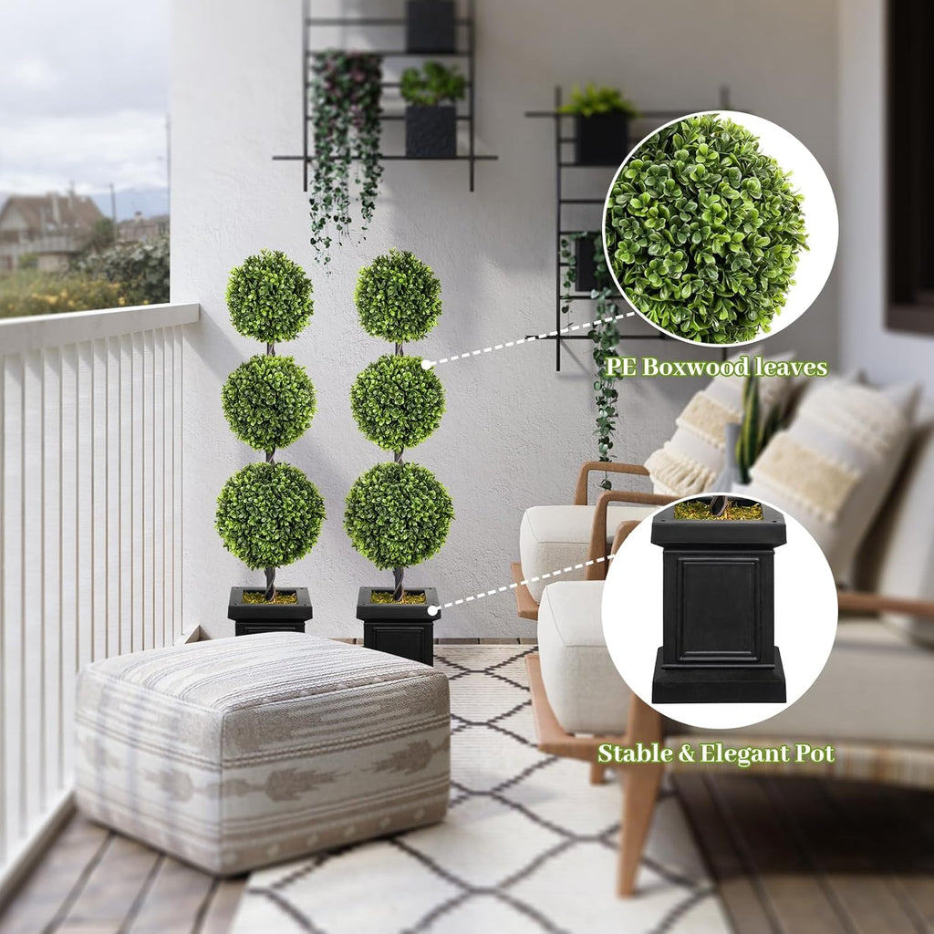 Set of 2 3.5ft Artificial Boxwood Topiary Trees V85578