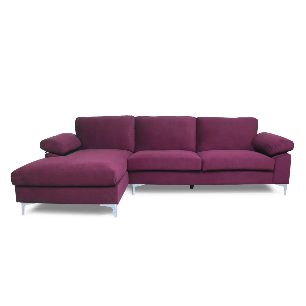 Purple Velvet L-shape Sectional Sofa A31965