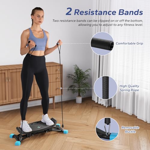 Black Sliding Ski Simulator with Resistance Bands, 300 LBS Loading Capacity Exercise Equipment C34868