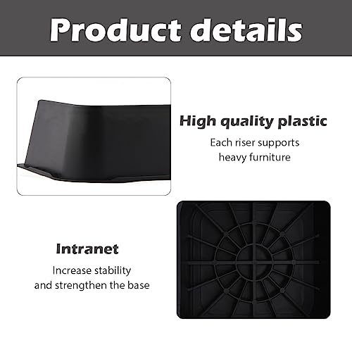 Black 4pcs Adjustable Furniture Risers W254932