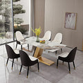Rectangular Sintered Stone Dining Table with Gold Stainless Steel Base L304