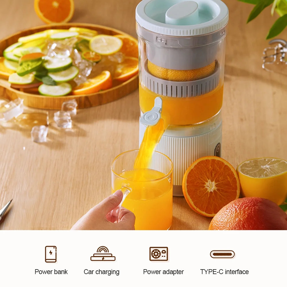 Electric Citrus Juicer Squeezer with Pulp Basket, 300ml, USB Charging, BPA-Free (White) F81608