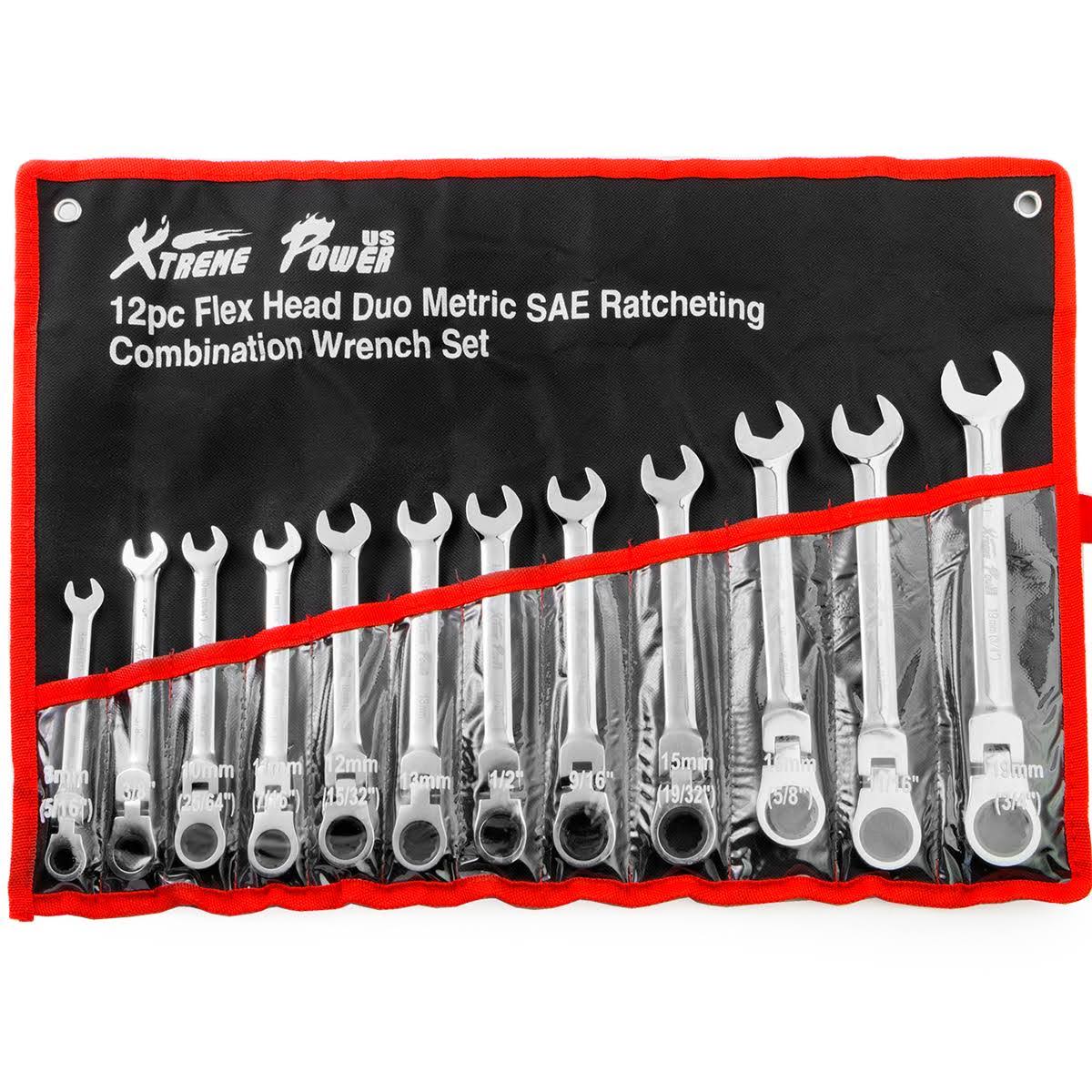 12pcs Flex-Head Combination Wrench Ratcheting Set W4263