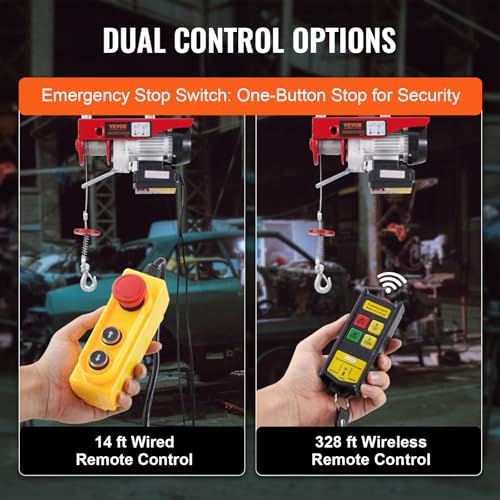2200 lbs 1600W 110V Electric Steel Wire Winch with Wireless Remote Control 40ft Single Cable Lifting Height O205536