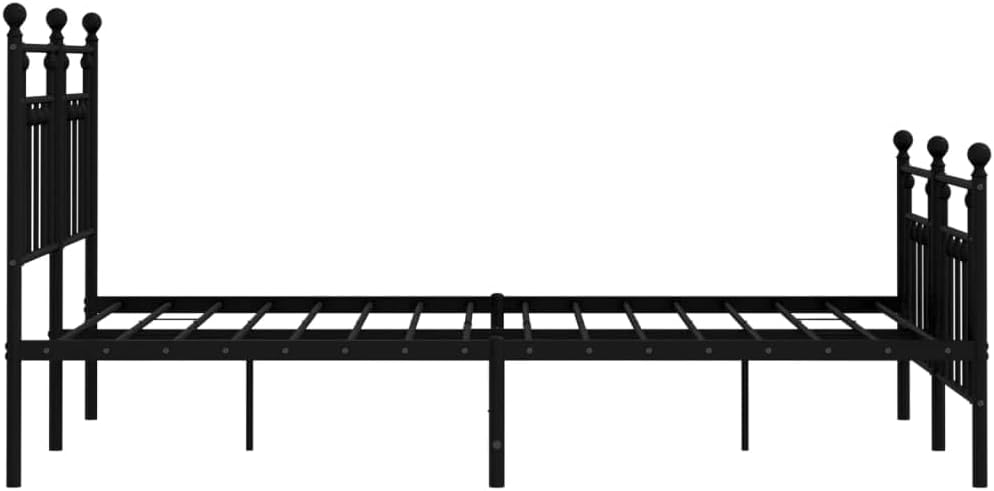 Black Metal Double Bed with Headboard and Footboard U850
