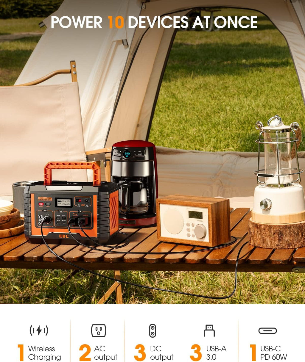 1000W Solar Generator with 200W Portable Solar Panel Power Station Backup Battery Pack U446
