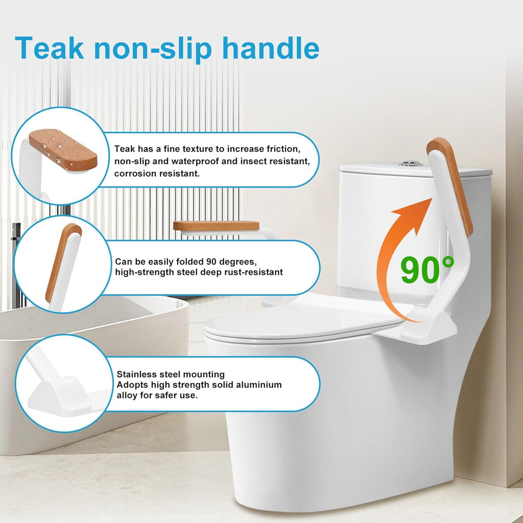 Toilet Safety Rails with Foldable Handles, Adjustable Height and Width W689331