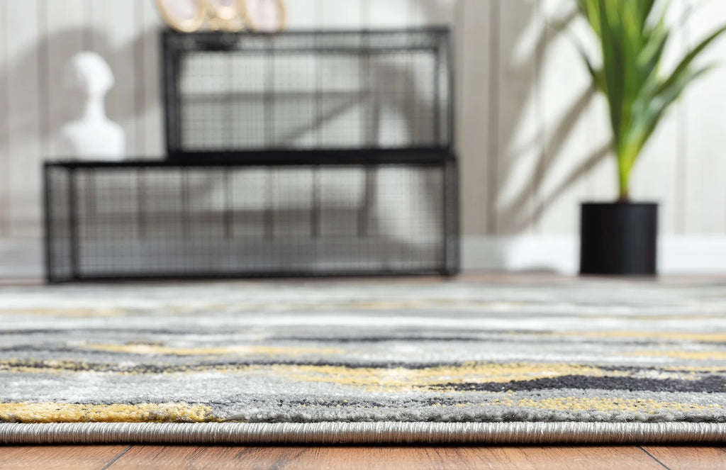 6 x 9 Grey Yellow Area Rug H519