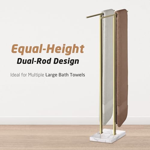 2-Tier Stainless Steel Towel Rack Stand with Marble Base T4825