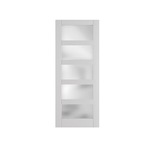 White Primed MDF 30"x 80" Frosted Glass French Door L928902