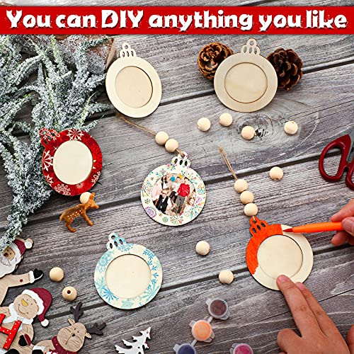 24 Pcs Christmas Photo Ornament Wooden Picture Frames C507