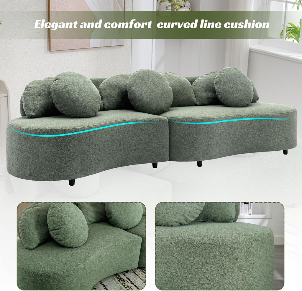 Green Velvet Curved Sectional Sofa G47933