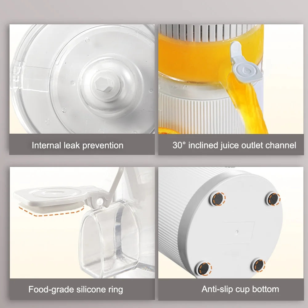 Electric Citrus Juicer Squeezer with Pulp Basket, 300ml, USB Charging, BPA-Free (White) F81608