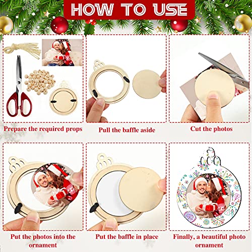 24 Pcs Christmas Photo Ornament Wooden Picture Frames C507