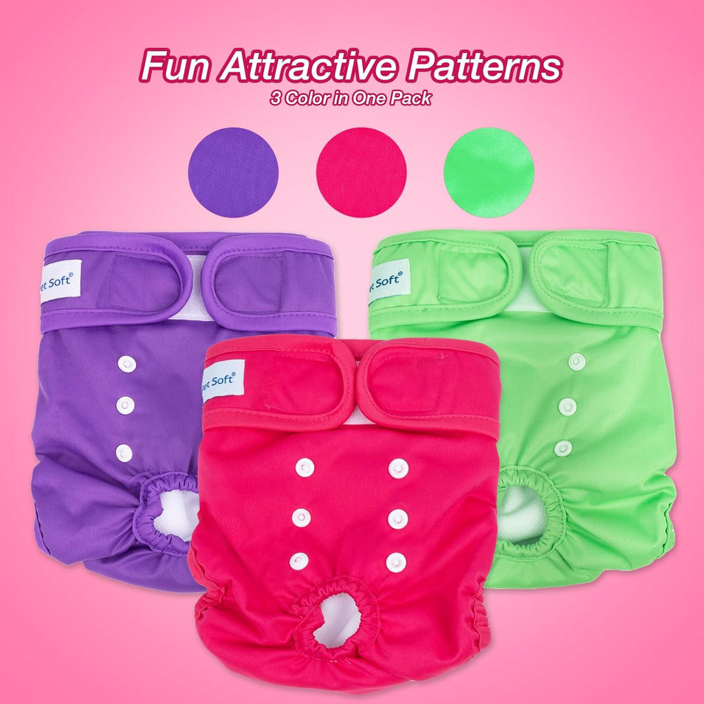 Soft Washable Female Dog Diapers (3 Pack, S) A456743