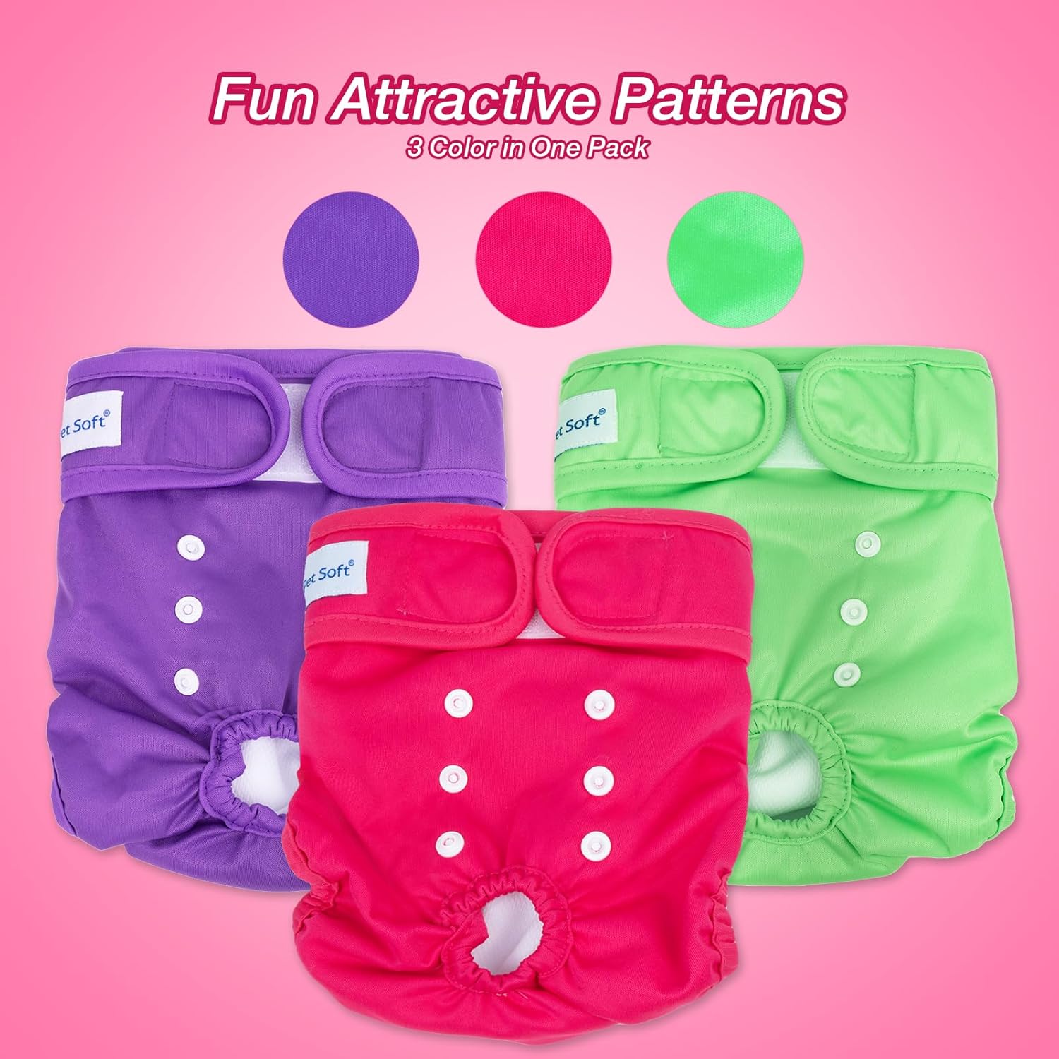 Soft Washable Female Dog Diapers (3 Pack, S) A456743