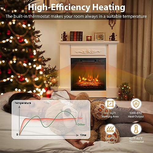 32 Inch Electric Fireplace with Mantel, Remote Control, Brown G19388