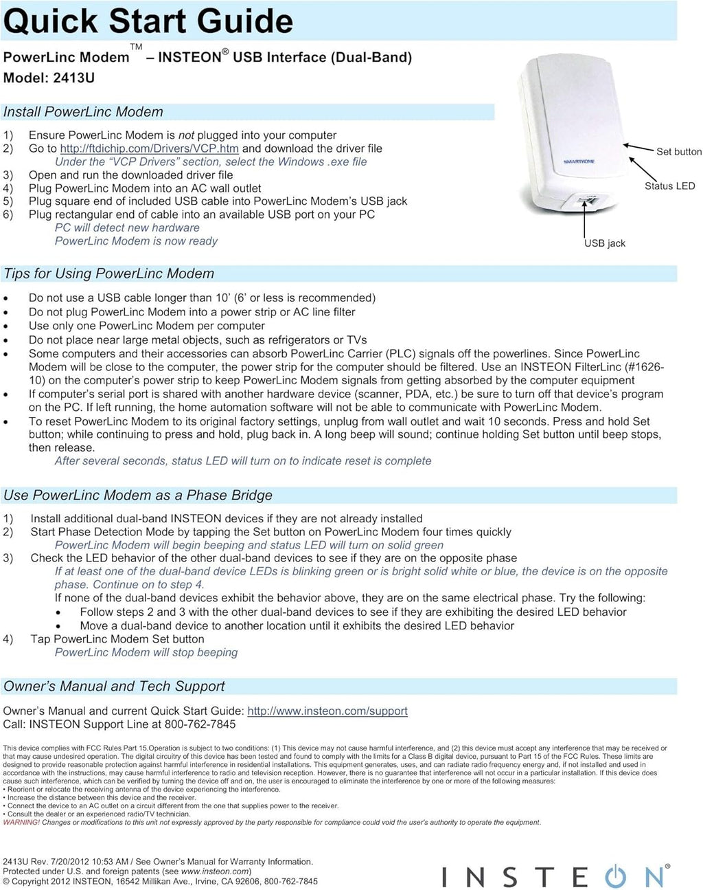 Dual-Band USB Interface PowerLinc Modem E231001