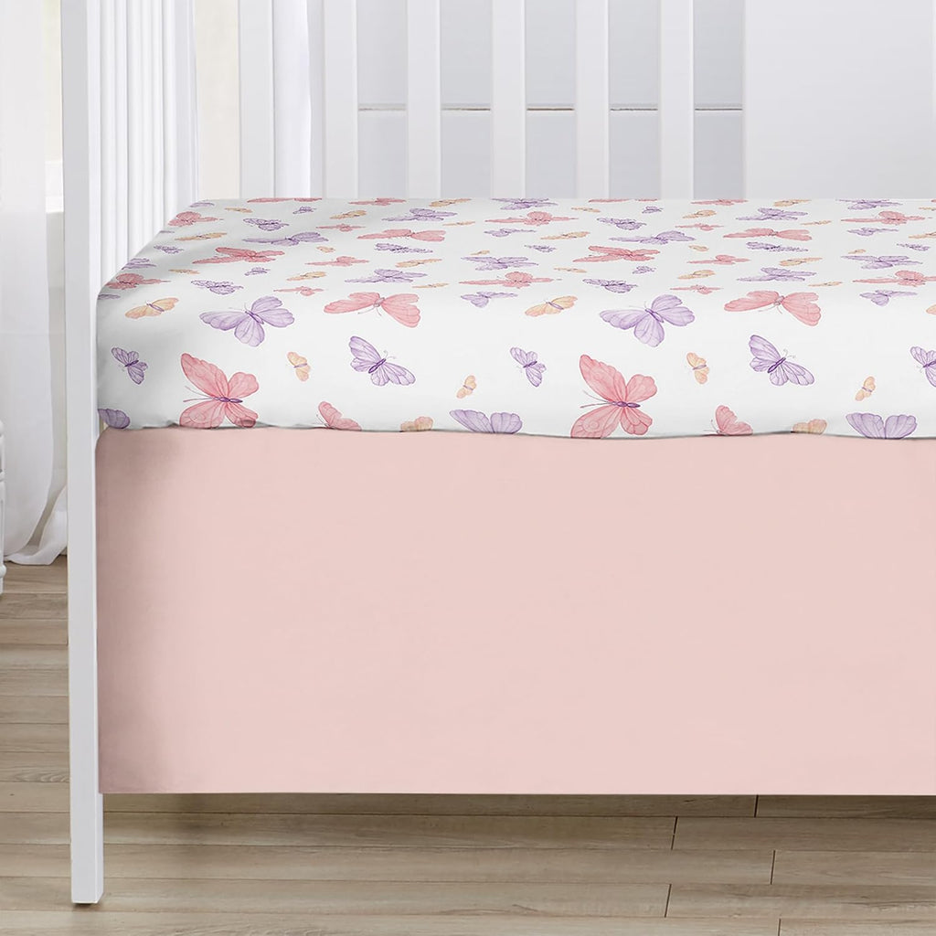 Pink and Purple Shabby Chic Butterfly Girl Baby Crib Bedding Set 3p F3004
