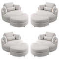 Oversized Swivel Accent Barrel Linen Tufted Upholstered Sofachair with 3 Pillows Orange V822