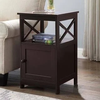 Espresso Brown End Table with Cabinet A6408