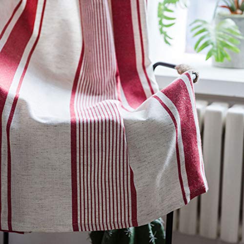 Cotton Linen Striped Room Darkening Rod Pocket Curtain Panel, 1 Piece (Navy,59"x79") B70929