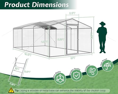 9x25.3x6.4 FT Large Walk-in Chicken Coop with Dome Roof, PE Cover & Wire Mesh K756095