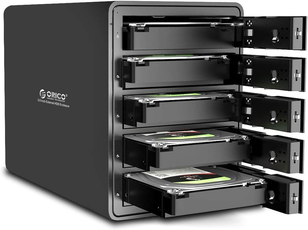 5 Bay External Hard Drive Enclosure USB 3.0 3.5 inch Aluminum Alloy HDD Enclosure with Fan V297038