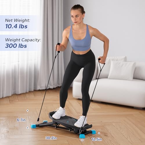 Black Sliding Ski Simulator with Resistance Bands, 300 LBS Loading Capacity Exercise Equipment C34868