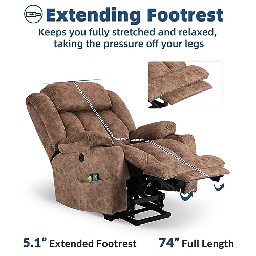 Gray Fabric Power Lift Recliner Chair with Massage and Heat H8918