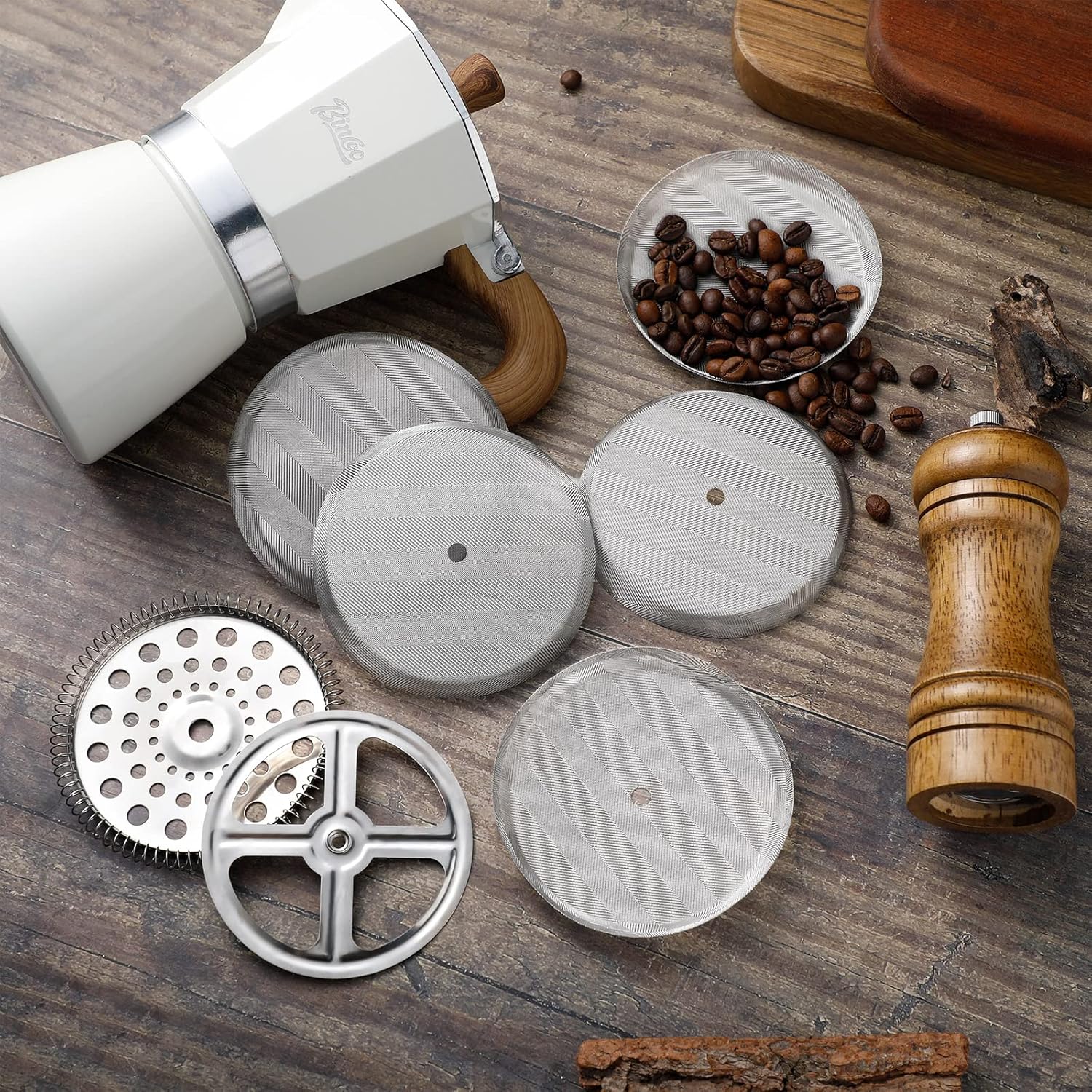 8 Pieces Stainless Steel Mesh French Press Filter Replacement Parts L747
